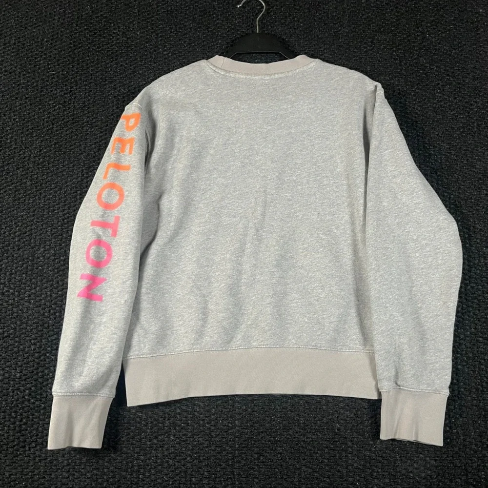 Adidas x Peloton Mens XS Heather Grey Crewneck Sweatshirt Sleeve Graphic Logo‎